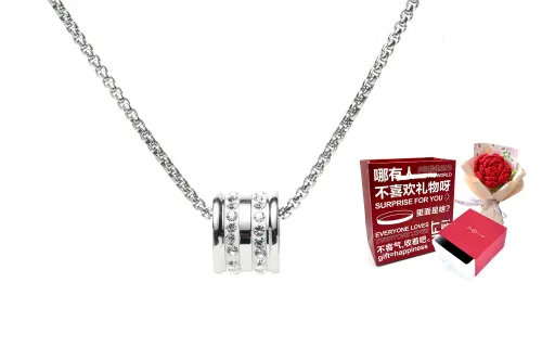 DAP Stainless Steel Diamond Necklaces Unisex Silver