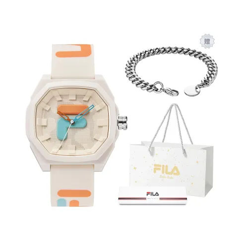 FILA Silicone quartz watch strap, white trend retro universal cute dial for men and women, quartz mechanism