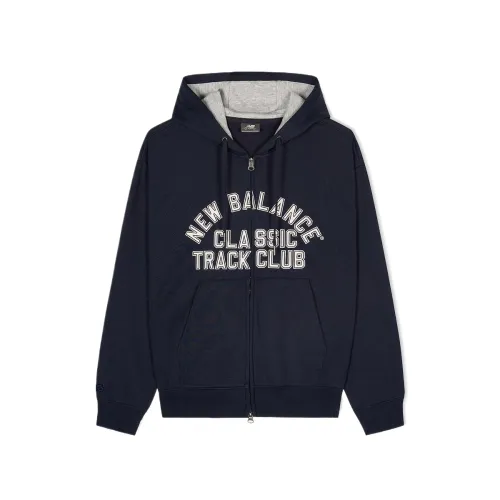 New Balance Sweatshirts Unisex Marine Blue Hooded Moderate Regular