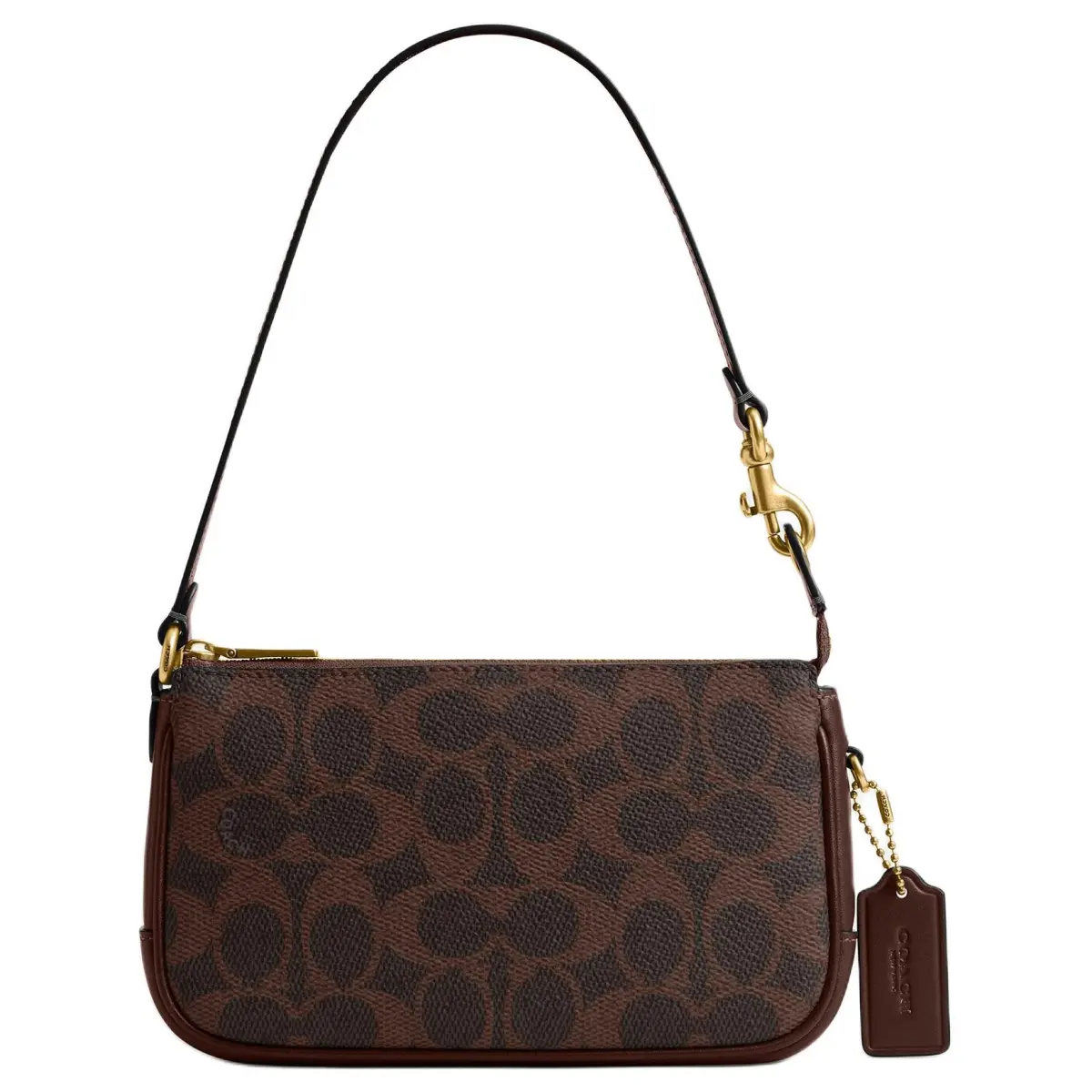 COACH Plaza Artificial Leather With Cow Leather Handbag, Shoulder Bag Small Women's Maple Brown