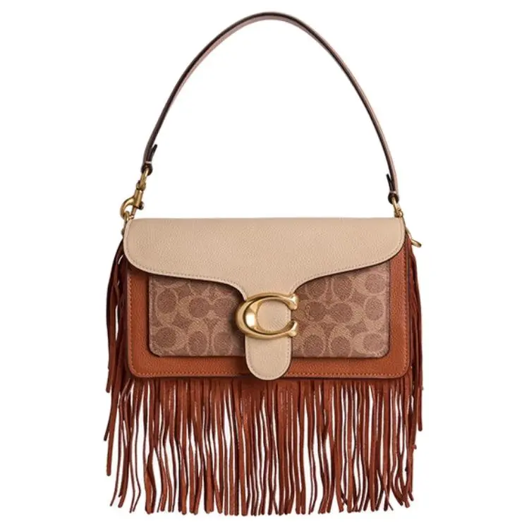 COACH Tabby Cow Leather One Shoulder Handbag Medium Women's Brown Yellow