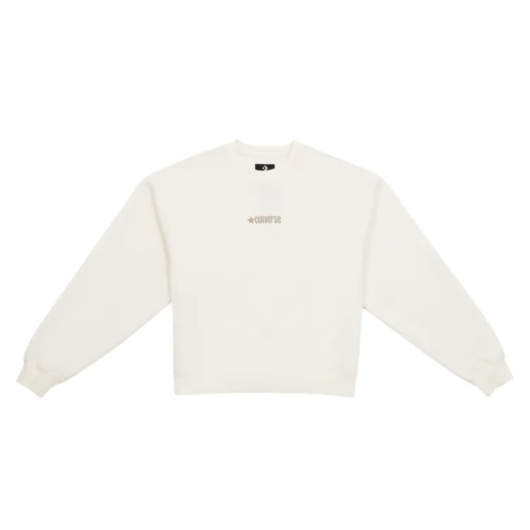 Converse Sweatshirts Women's White Crew Neck Moderate Straight Fit