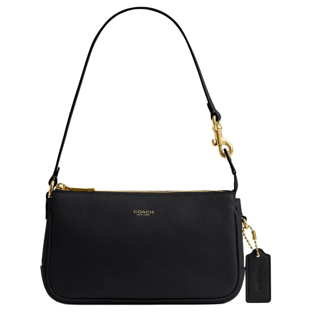 COACH Plaza Cow Leather Handheld Shoulder Bag Small Women's Black