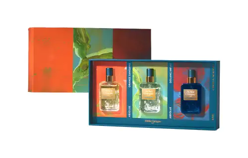Orlane, gift box, perfume sample, set sandalwood, floral mountain oolong tea, 3 piece set, 9 ml, 9 ml, 9 ml