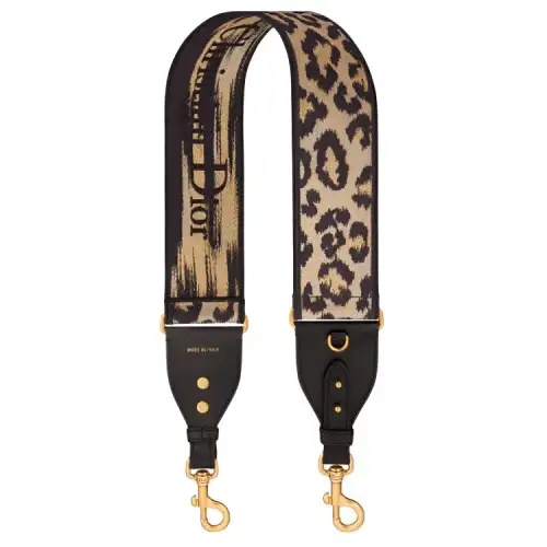 DIOR Leather, Embroidery Bag Straps Women's Leopard Print