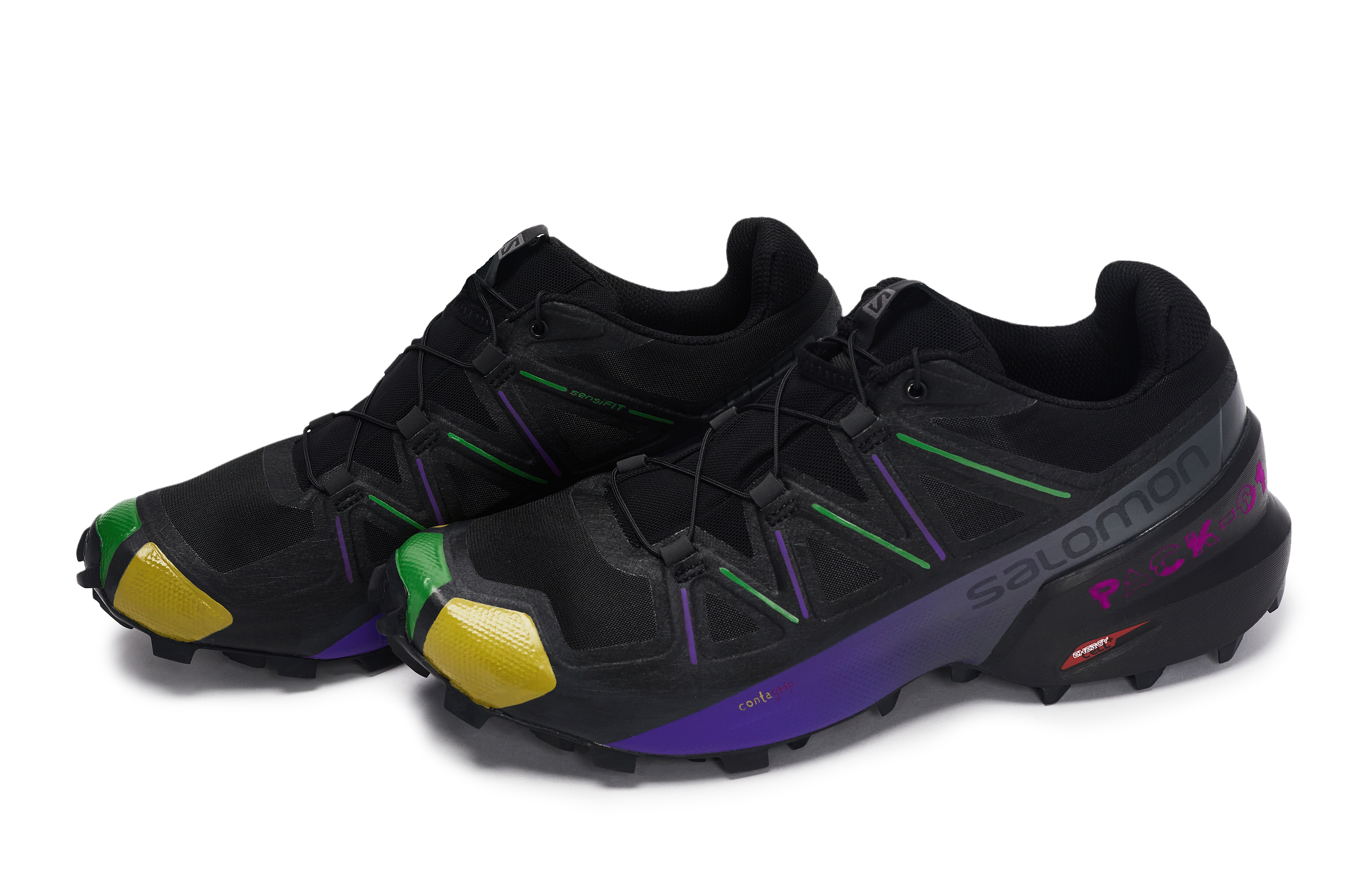 SALOMON Speedcross 5 Abrasion Resistant Low top Running Shoes Men’s Black Purple Yellow Green