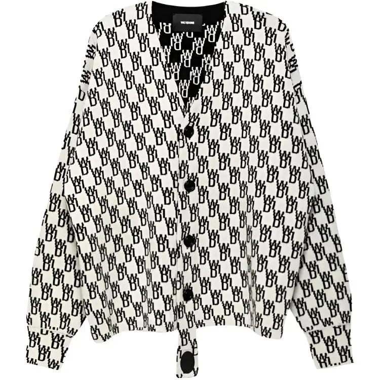 WE11DONE Logo-knit Button-up Cardigan