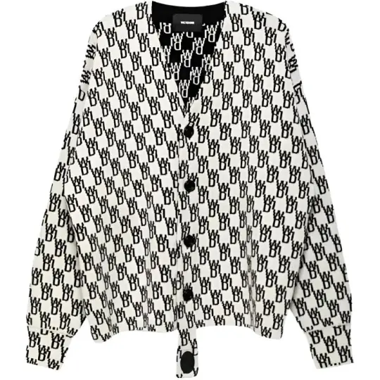 WE11DONE Logo-knit Button-up Cardigan