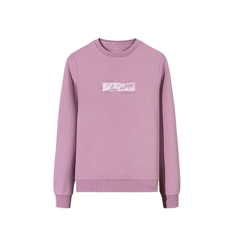 ANTA Sweatshirts Women's Rose Purple Pink Crew Neck Moderate Regular