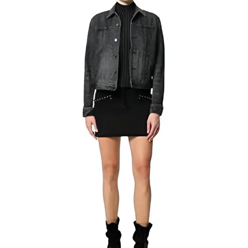 SAINT LAURENT Denim Jacket Women's Black Gray