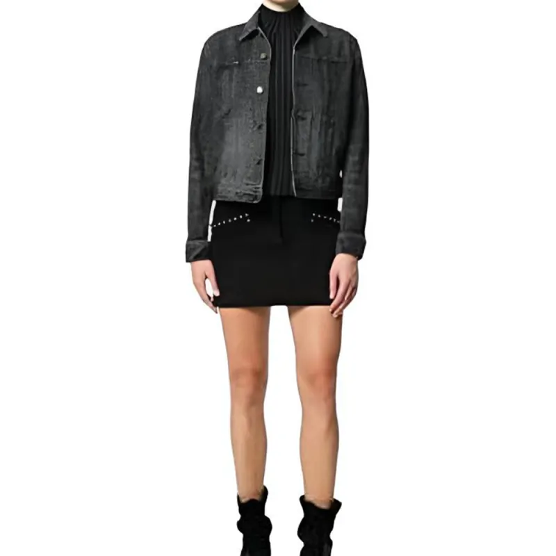 SAINT LAURENT Denim Jacket Women's Black Gray