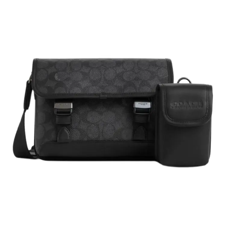 COACH League Artificial Leather Shoulder Bag, Crossbody Bag Small Men's Black