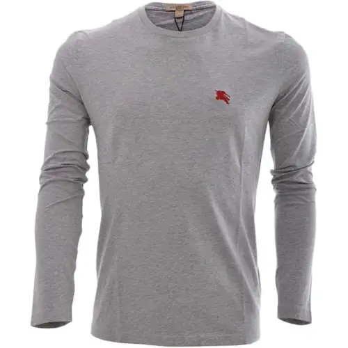 Burberry T Shirts Men's Gray Crew Neck Moderate Straight Fit
