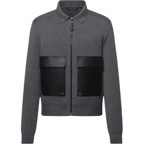 LOUIS VUITTON Leather Mix Knitted Workwear Blouson