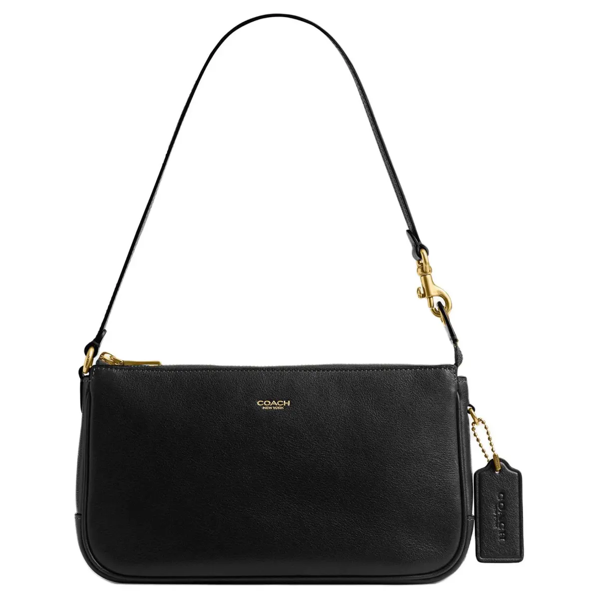 COACH Plaza Cow Leather Handbag, Shoulder Bag Small Women's Black
