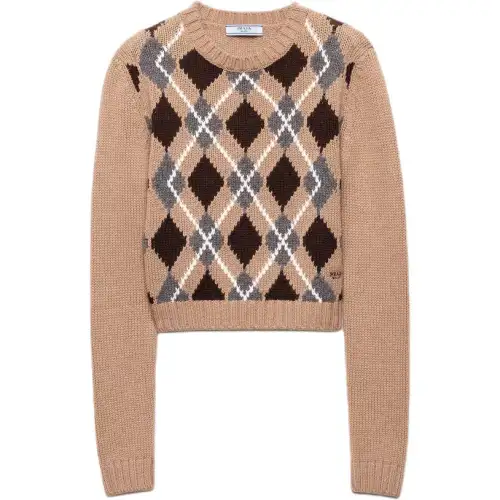 Prada Check-Patterned Crewneck Jumper