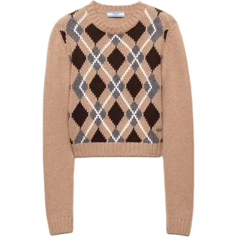 Prada Check-Patterned Crewneck Jumper
