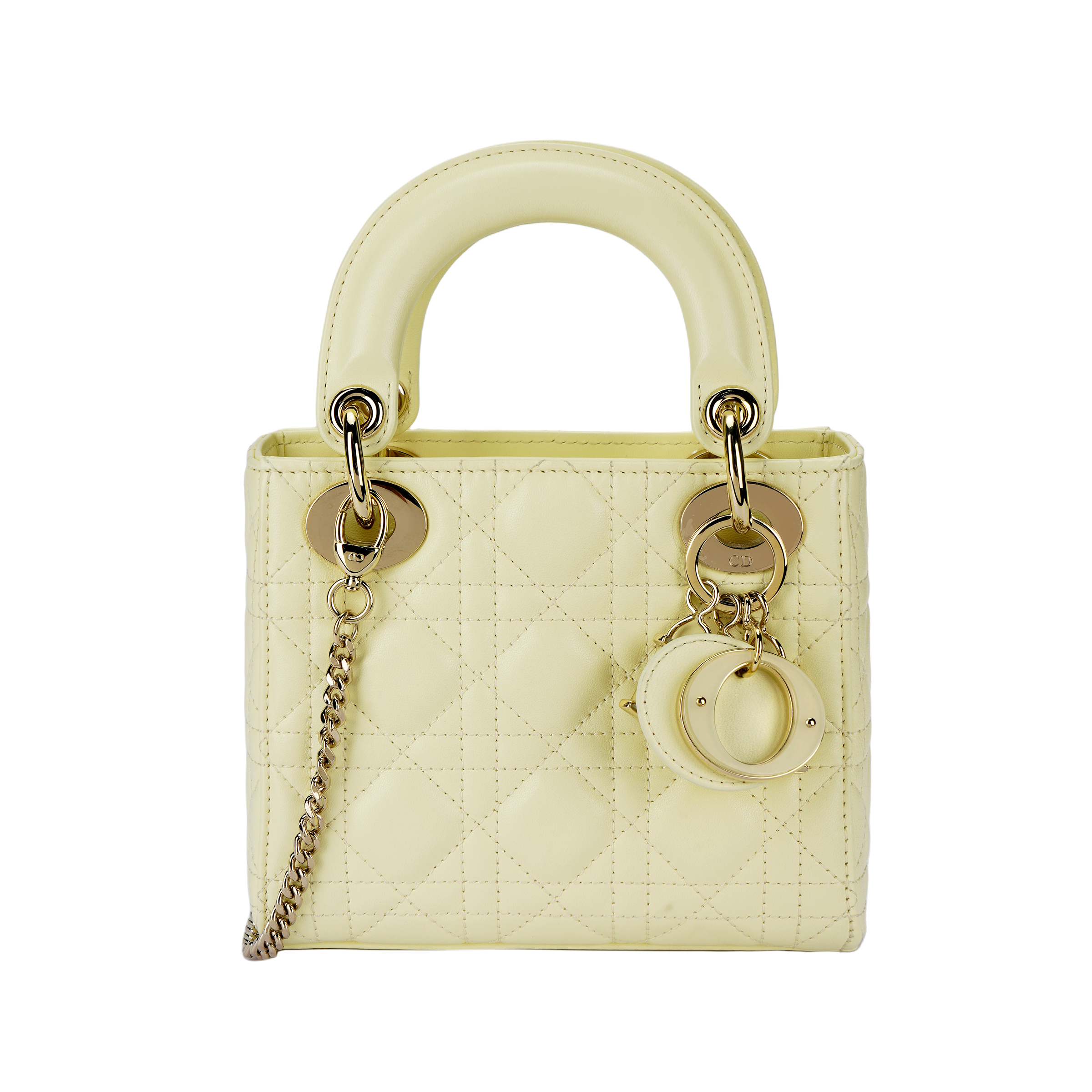 Женская сумка Dior Mini Lady Dior (желтая)