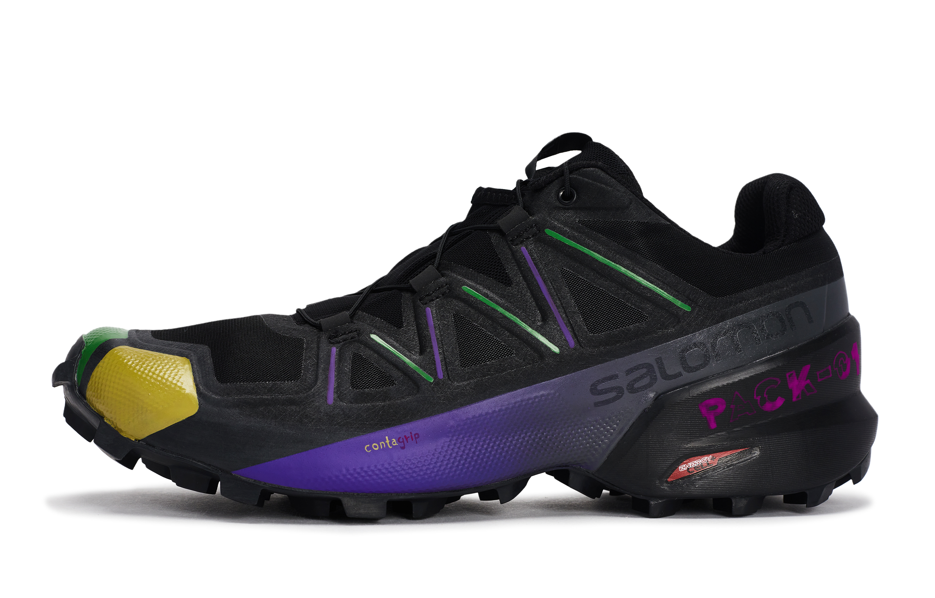 SALOMON Speedcross 5 Abrasion Resistant Low top Running Shoes Men’s Black Purple Yellow Green