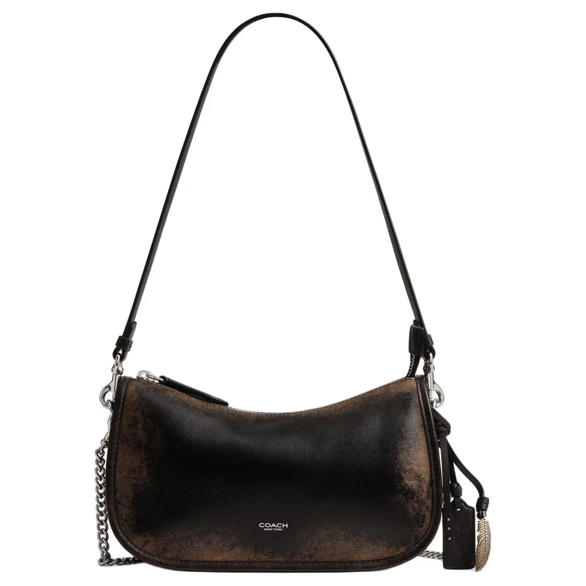 COACH Waverly Cow Leather Crossbody Bag, Shoulder Bag Medium Women's Black Brown