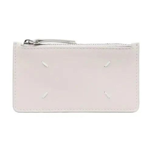 Maison Margiela Zip Closure Leather Wallet Women's Ecru