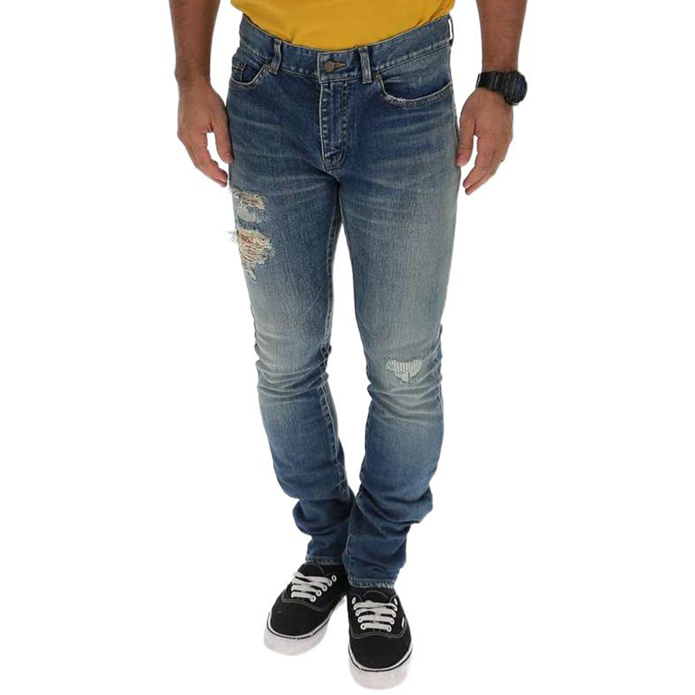 Мужские джинсы SAINT LAURENT Straight Denim (синие)