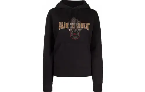 SAINT LAURENT Logo Detailed Drawstring Hoodie