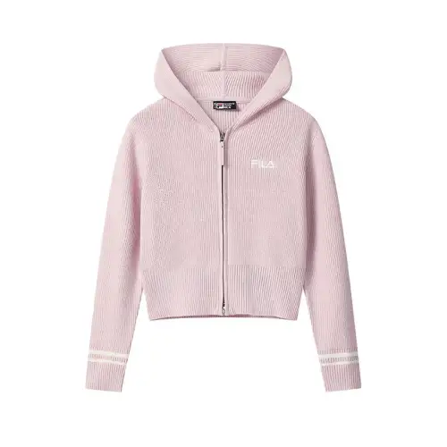 FILA ORIGINALE Sweaters Women's Peach Fairy Pink Hooded Moderate Cardigan