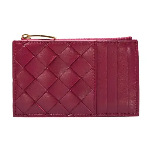Bottega Veneta Zip Closure Calfskin Card Holder Women's Red