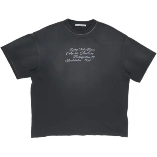 Свободная женская футболка с круглым вырезом и короткими рукавами Acne Studios FW25 с логотипом