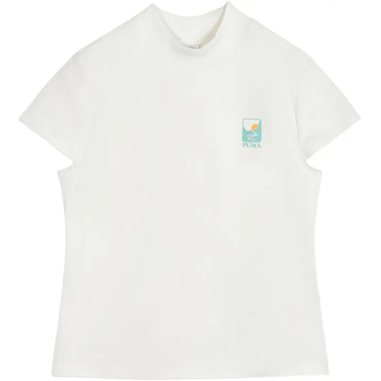 PUMA ESS T-Shirts Women's Warm White Crew Neck Moderate Straight Fit
