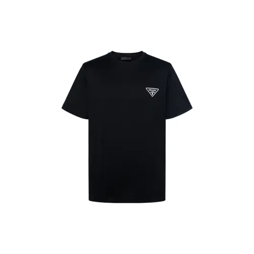PRADA T Shirts Men's Black Crew Neck Moderate Straight Fit