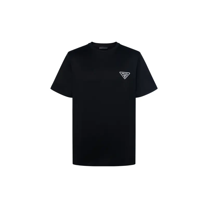 PRADA T Shirts Men's Black Crew Neck Moderate Straight Fit