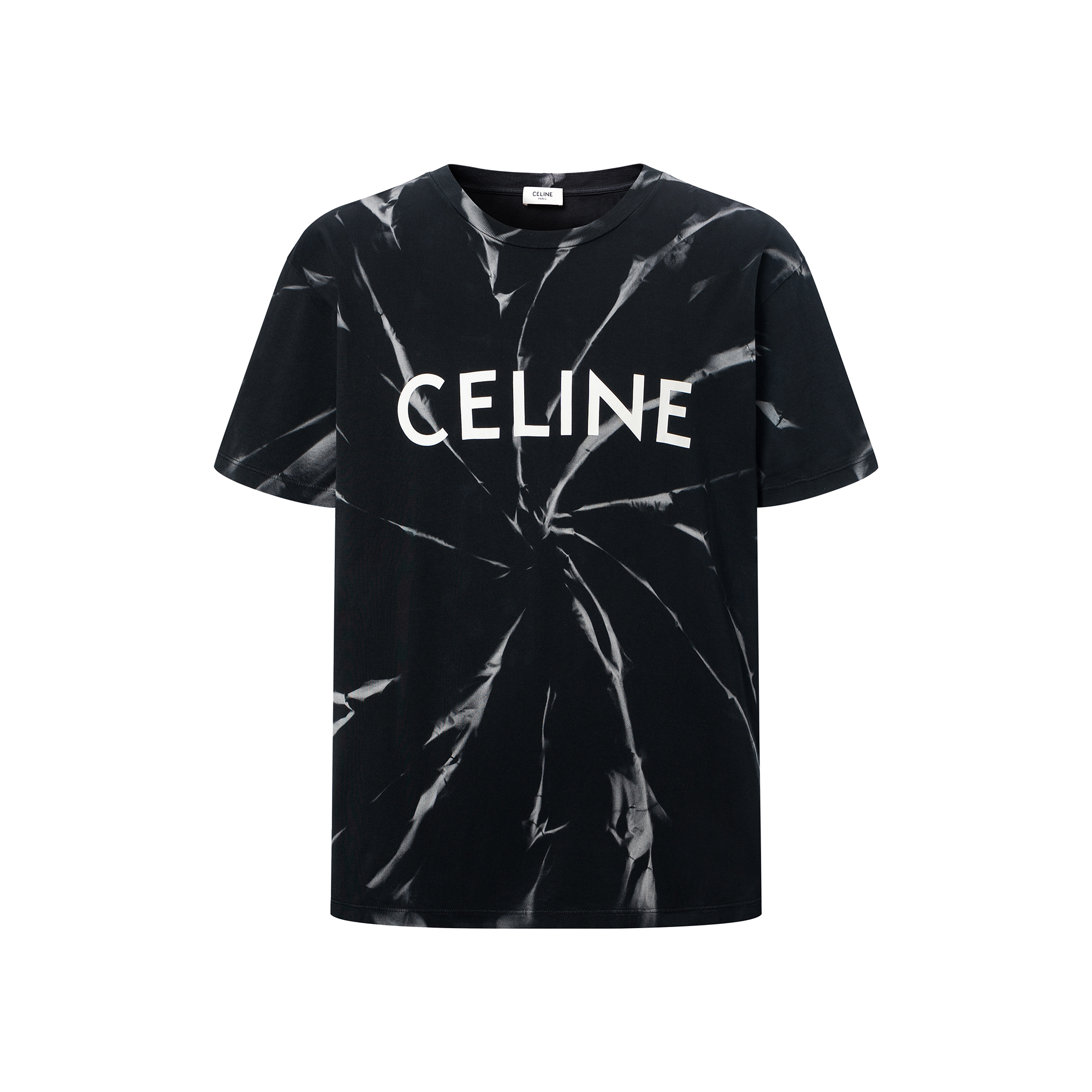 Мужская футболка CELINE Tie-Dye Logo (черная)