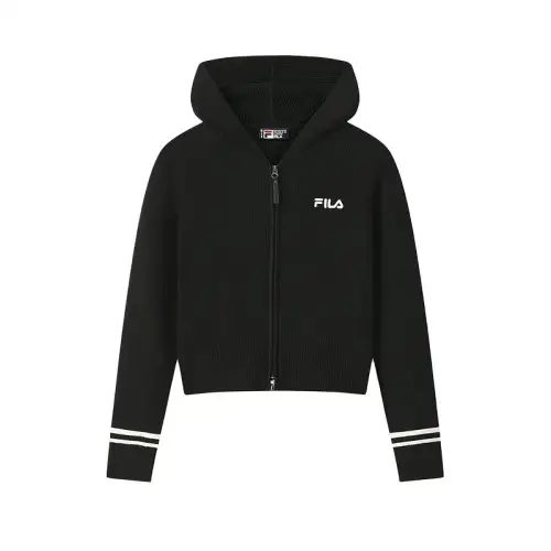 FILA ORIGINALE Sweaters Women's Jet Black BK Hooded Moderate Cardigan