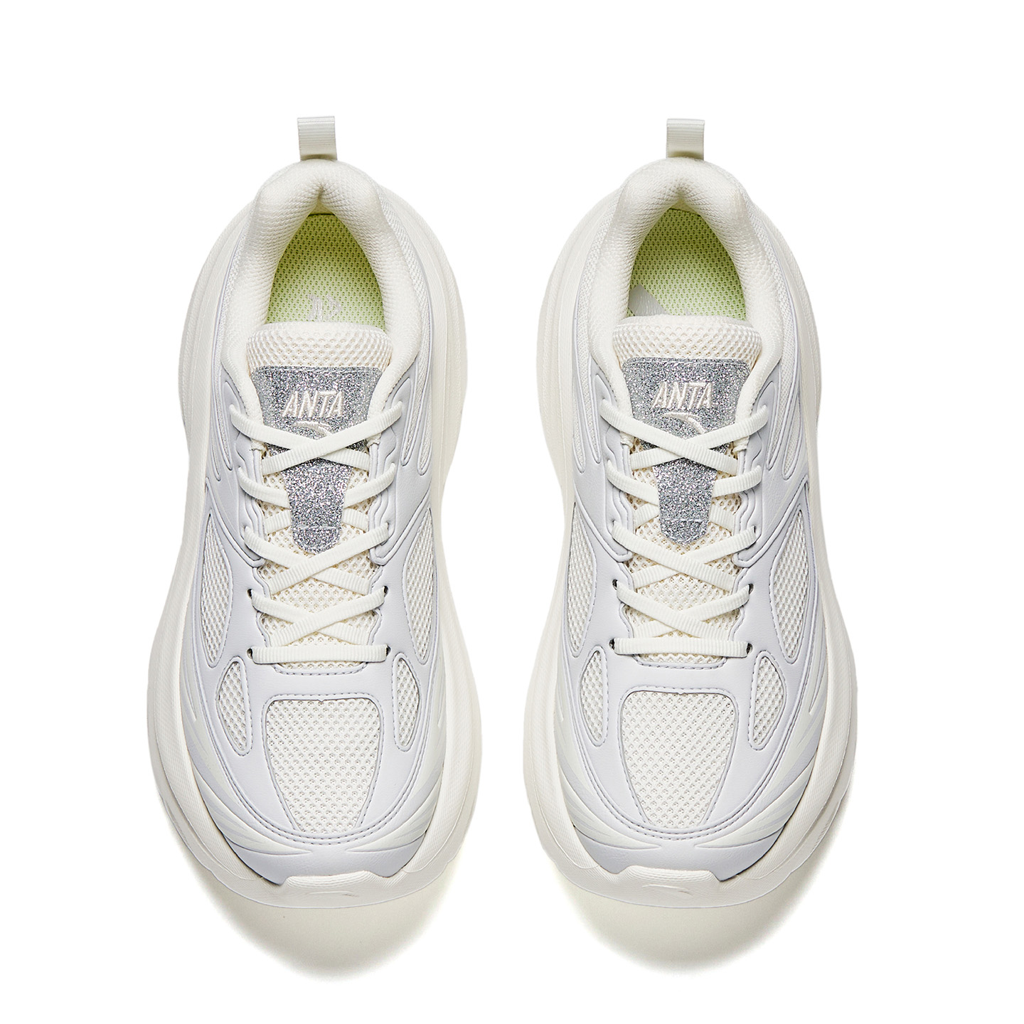 Anta Textile, Synthetic Leather Breathable And Slip Resistant Casual Fashion Trend Women’s Ivory White/Sand Gray