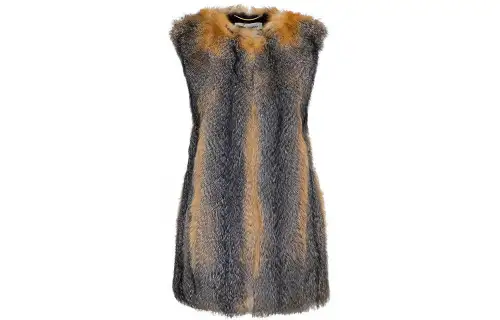 SAINT LAURENT Leather Jackets Women's Gray Crew Neck Thickened