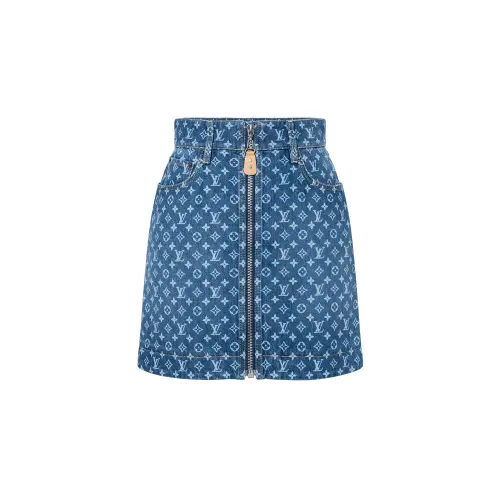 Lv Monogram Denim Mini Skirt