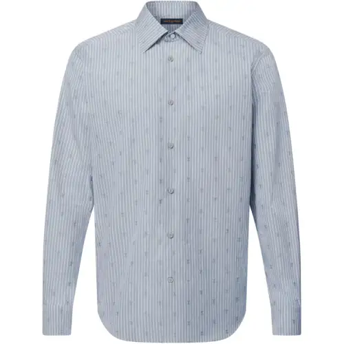LOUIS VUITTON Shirts Men's Blue Pointed Collar Moderate