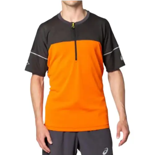 ASICS T Shirts Men's Orange Crew Neck