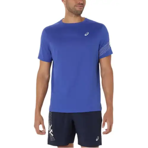 ASICS T Shirts Men's Deep Cobalt Blue Crew Neck