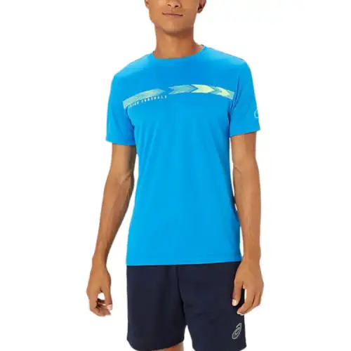 ASICS T Shirts Men's Blue Crew Neck