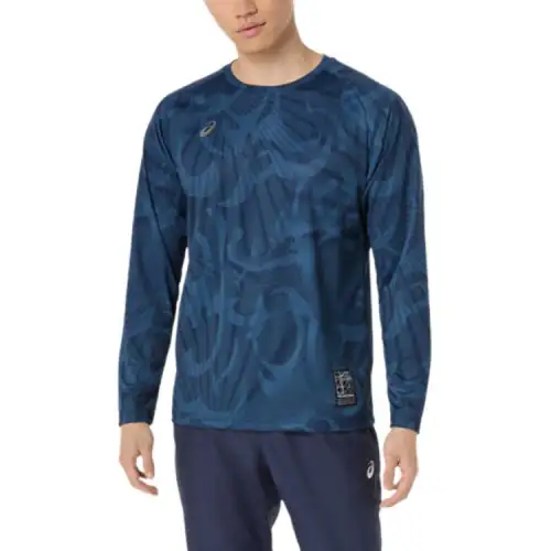 ASICS T Shirts Unisex Blue Crew Neck