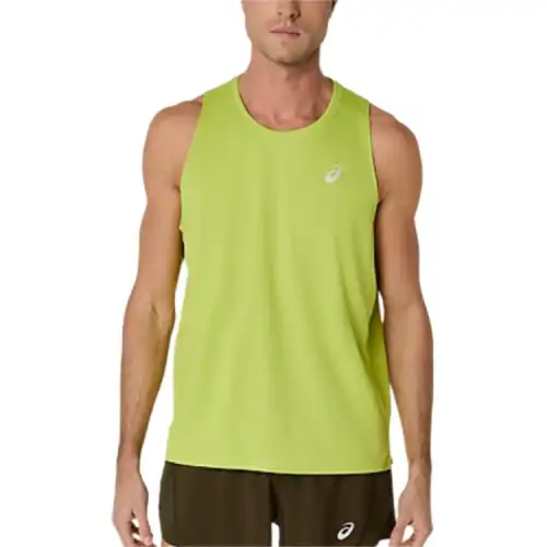 ASICS Tank Tops Men's Fluorescent Lime Green Crew Neck Moderate Other