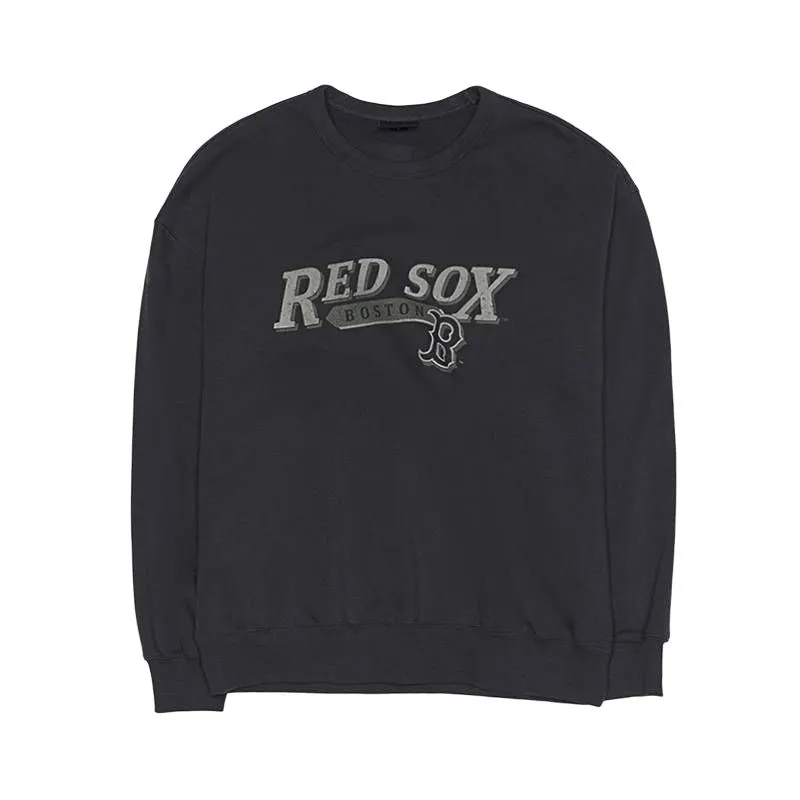 MLB RED SOX Sweatshirts Unisex Charcoal Gray Crew Neck Moderate