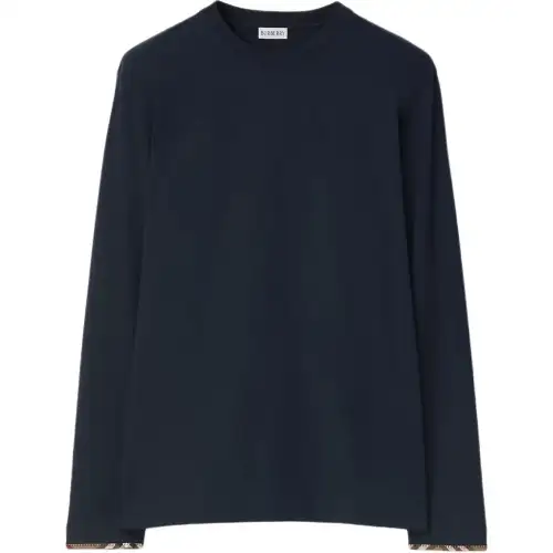 Burberry T Shirts Men's Marine Black Crew Neck Moderate Straight Fit