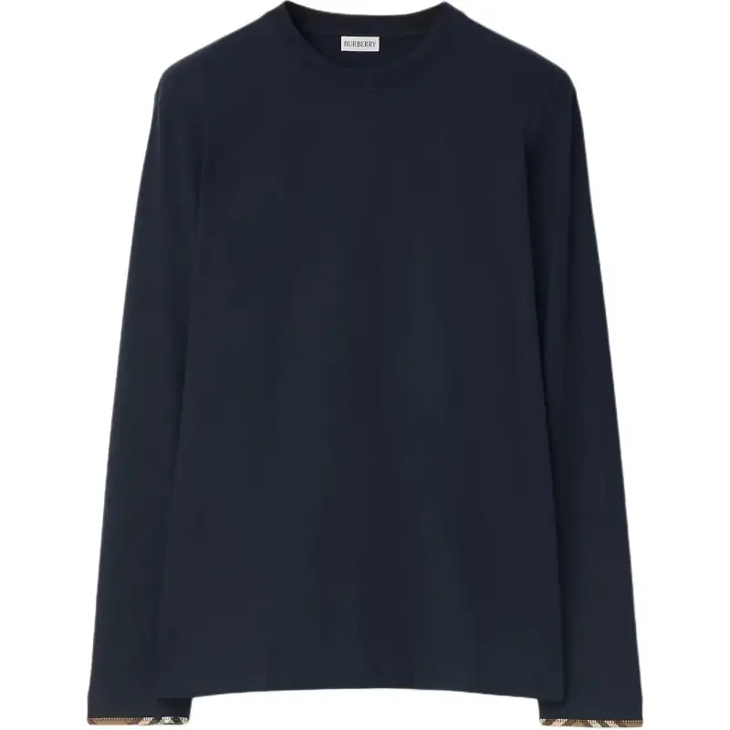 Burberry T Shirts Men's Marine Black Crew Neck Moderate Straight Fit