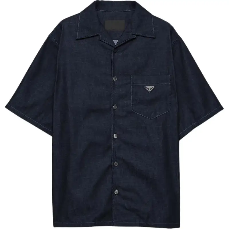 PRADA Shirts Men's Blue Lapel Moderate Denim