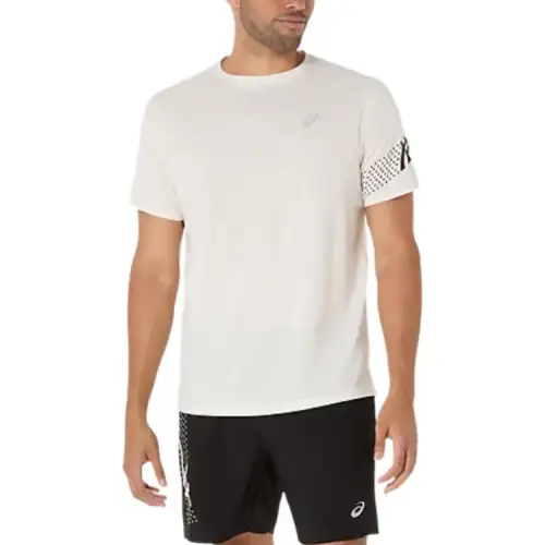 ASICS T Shirts Men's Ecru Crew Neck