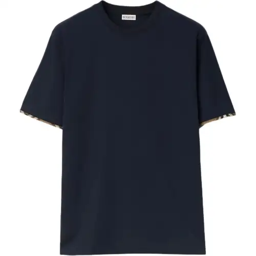 Burberry T Shirts Men's Marine Black Crew Neck Moderate Straight Fit